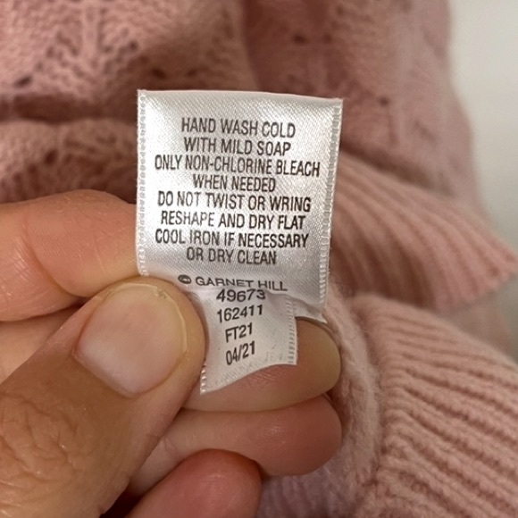 GARNET HILL CASHMERE OVERSIZED COCOON SILHOUETTE SWEATER IN LIGHT PINK SIZE S - Picture 9 of 9